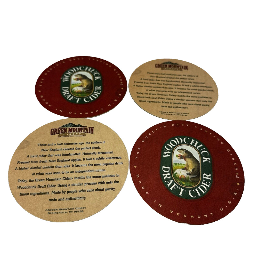 Woodchuck & Green Mountain Cider Coasters - Barware Drink‎ Coasters Set
